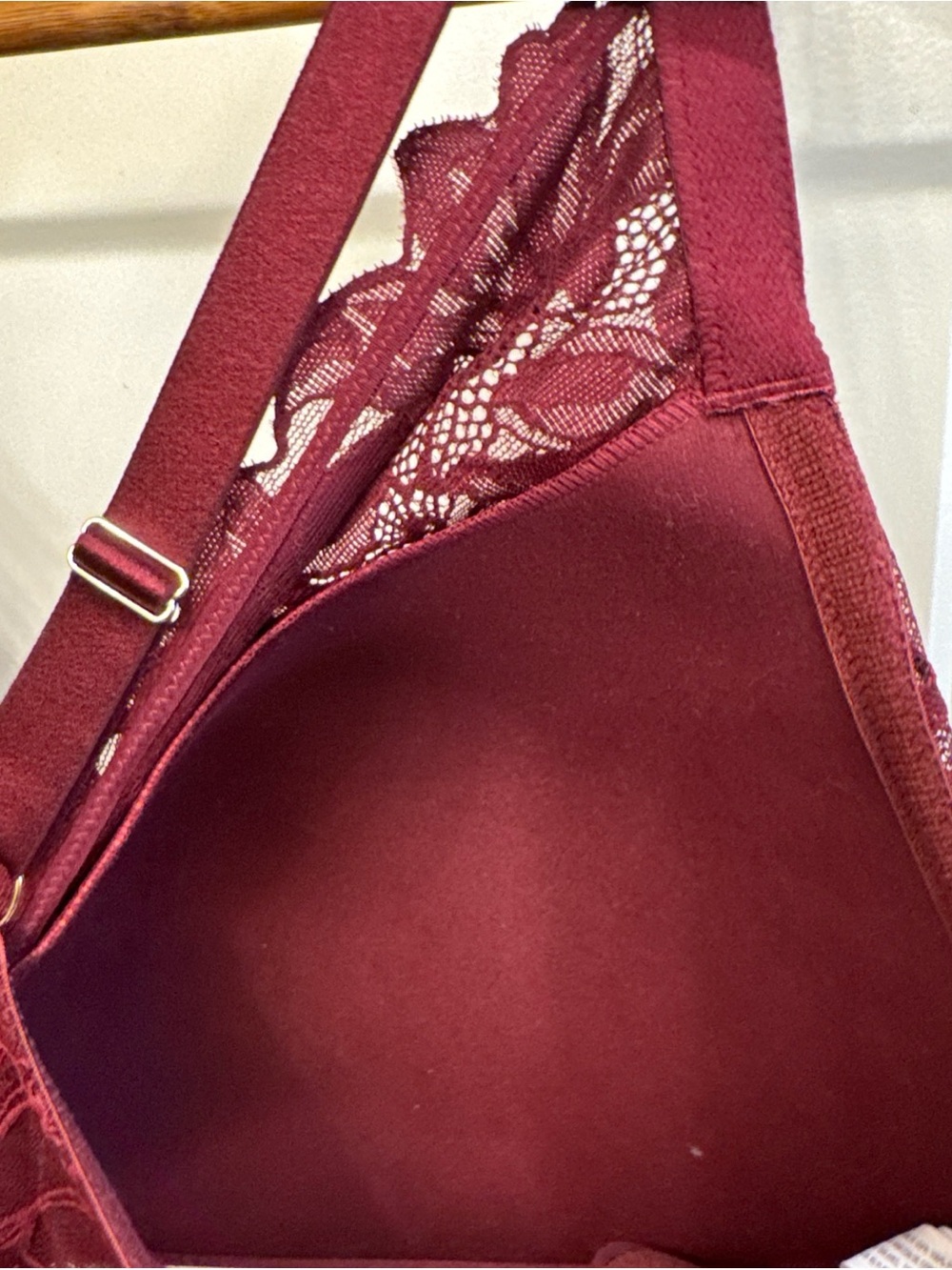 Auden Push Up Plunge Lace Bra 46DDD Burgundy Underwire Padded Front Close Full - Picture 9 of 11